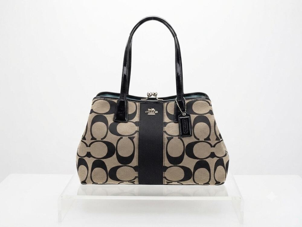 Coach Signature Stripe Framed Carryall Satchel | Y2K